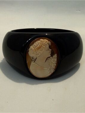 Amedeo Black Cameo Statement Bangle Bracelet